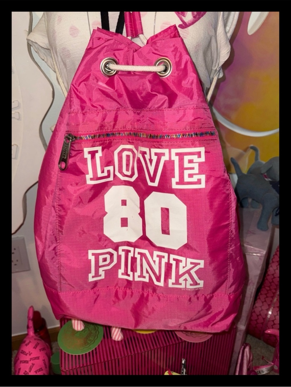 💕ⓅⒾⓃⓀ ⓋⓈ RARE/HTF/VINTAGE Drawstring Bag ✨EUC✨💕 - Picture 5 of 9